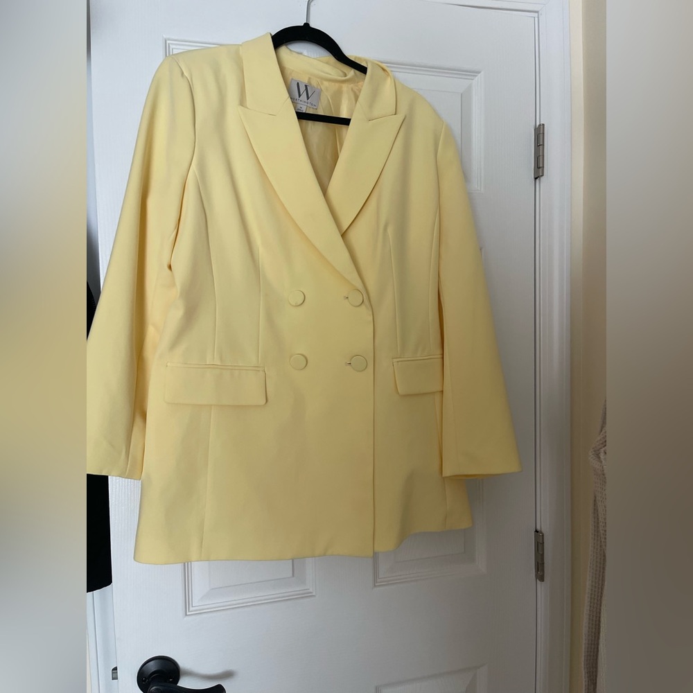 Worthington Light Yellow Double-Breasted Blazer